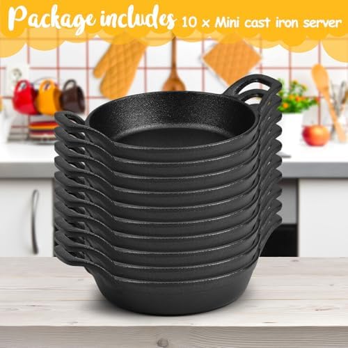 Ziliny 10 Pack Mini Cast Iron Skillets 6.3 x 6.3 x 1.5 Inch Pan Ramekin Set - Image 3