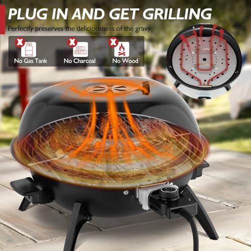 Outvita Outdoor/Indoor Electric Grill, 1600W Portable Removable Stand,Black - Image 4