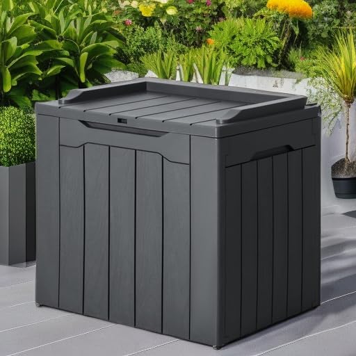 JUMMICO 31 Gallon Resin Deck Box Waterproof Outdoor Storage Boxes - Image 5