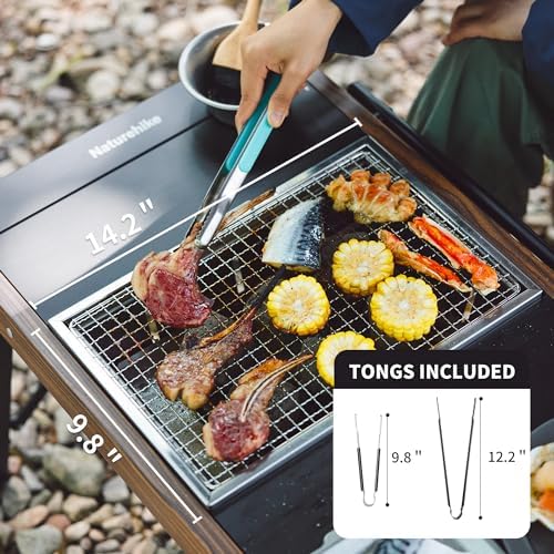 Naturehike Camping Charcoal Grill for IGT Table, Folding Barbecue Grill with Tongs & Carry Bag, Portable BBQ Grill for Outdoor Car Camping Cooking Tailgating - Image 5