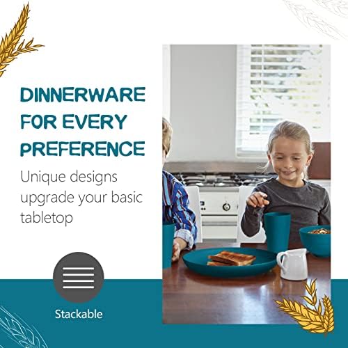 Teivio 32-Piece Plates and Bowls Sets for 8, Wheat Straw Dinnerware Sets - Image 3