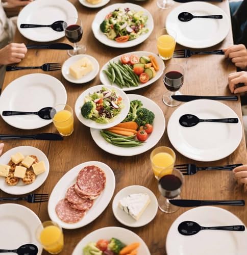 SietDESEO 50 PCS Black Plastic Spoons Disposable Utensils Heavy Duty Black Spoons Disposable Cutlery for Birthday Wedding Baby Shower Bridal Shower Plastic Silverware - Image 7
