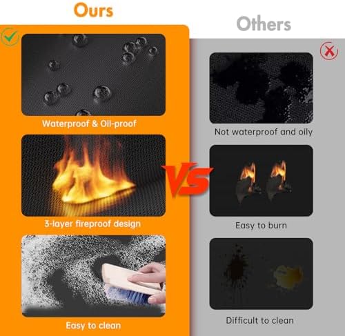 Tamfile Large Fireproof Grill Mat for Outdoor BBQ (78 x 48 Inch, Black) - Image 3