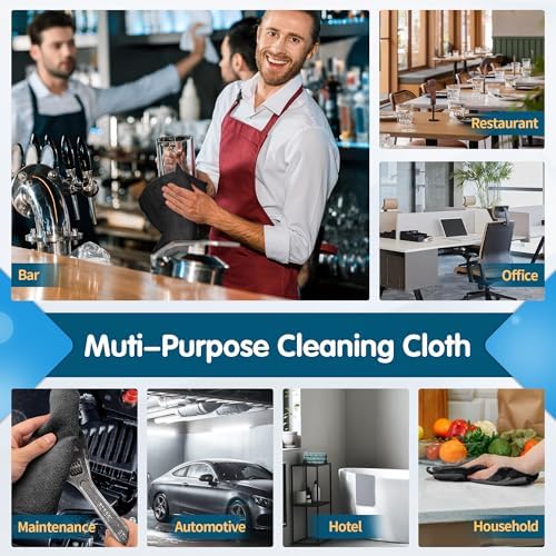FIXSMITH Black Microfiber Cleaning Cloth -Pack of 8, Highly Absorbent Cleaning Rags, 16"X12" All Purpose Cleaning Towels for Housekeeping, Kitchen, Car, Lint Free and Reusable Microfiber Towels - Image 7