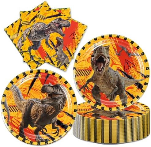 40Pcs Dinosaur Birthday Party Decorations Dino World Dinosaur Plates and Napkins for Boys Dinosaur Birthday Baby Shower Birthday, Suitable for 20 Guests by UkralMagic