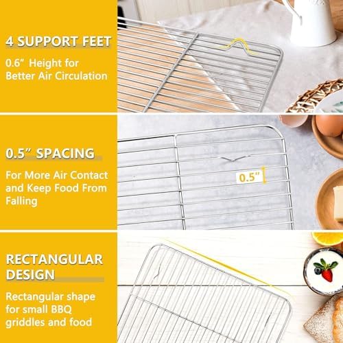 2Pcs Basting Cover & Wire Rack, Leonyo Cheese Melting Dome for Griddle, Griddle Accessories with Rectangular Steam Dome Lids, 11"x 9" Cookies Cooling Rack for Oven Baking, Outdoor BBQ Flat Top Grill - Image 4