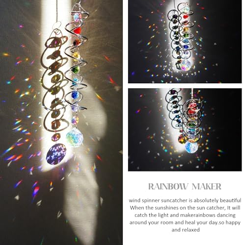 20.5in Crystal Sun Catcher with Chakra Beads Wind Spinner Decor - Image 2