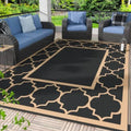 GENIMO Outdoor Rug, Waterproof Plastic Rugs for Patio, 6'x9' Black Brown by GENIMO