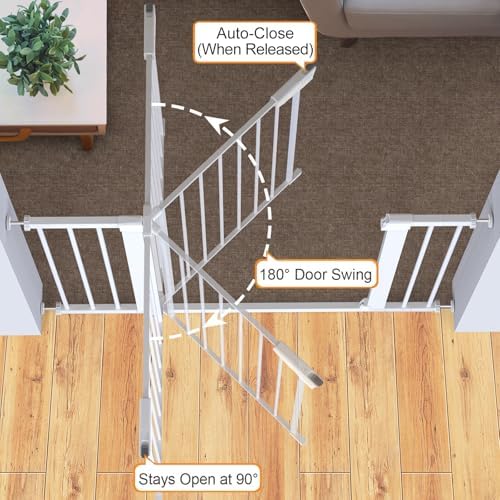 Cumbor 36" Extra Tall Baby Gate, 30-46" Dog Gate Indoor White - Image 4