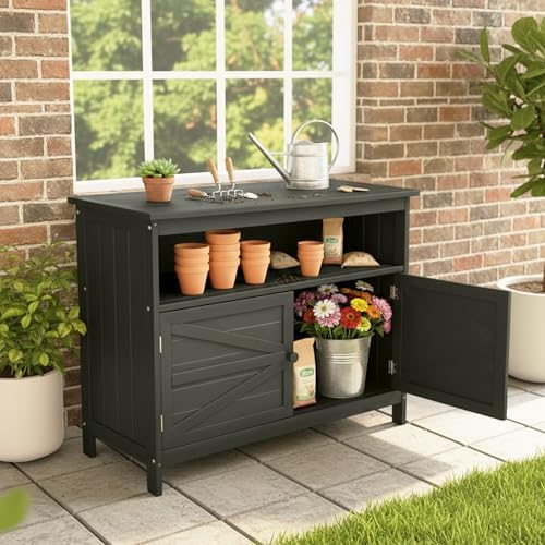 HIPS All-Weather Outdoor Storage Cabinet,Outdoor Sideboard with Magnetic Doors,3-Shelves Patio Storage Cabinet, Used for Garden,Buffet Cabinet,TV Stand, Bar Table,Balcony - Image 2
