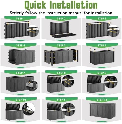 Outdoor Storage Waterproof Deck Box for Patio (200 Gallon, Black) - Image 7