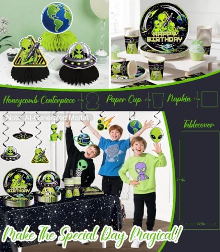 307pcs Fexivo Alien Birthday Decorations, All-in-One, Set for 25 Guests - Image 5