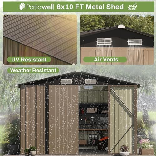 Patiowell 8x10 FT Outdoor Storage Shed, Brown - Image 6