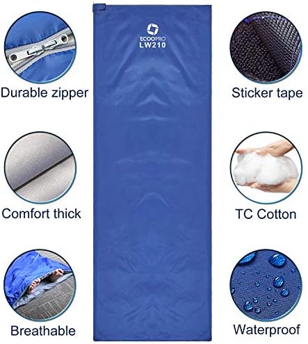 ECOOPRO Warm Weather Sleeping Bag - Portable, Waterproof, Compact Lightweight, Comfort with Compression Sack - Great for Outdoor Camping, Backpacking & Hiking-83 L x 30" W Fits Adults - Image 2