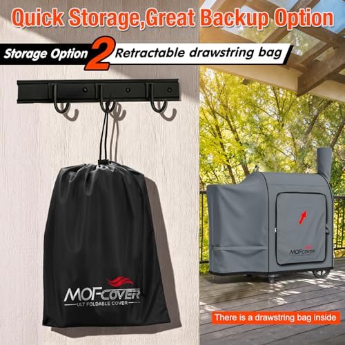 Foldable Grill Cover for Traeger Pro 34/780 Series, Waterproof 600D Heavy Duty Wood Pellet Smoker Cover, Fade＆Tear Resistant Pellet Grill Cover for Texas Elite 34 700/600/550,Gray - Image 3