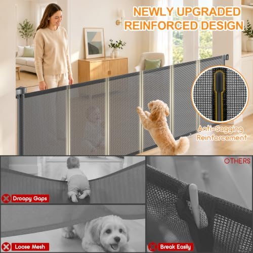 EZIGO 100 Inch Retractable Baby Gates Extra Wide Reinforced Baby Dog Gate - Image 3