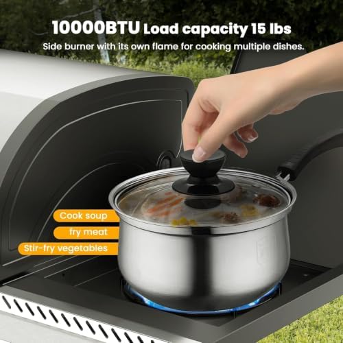 Electactic 4-Burner Gas Grill with Side Burner, Stainless Steel Propane Grill with Built-In Thermometer, 42000BTU BBQ Grill for Outdoor Cooking, Patio and Backyard Barbecues - Image 5