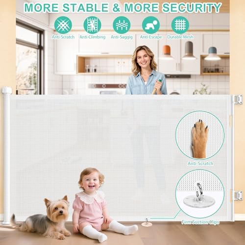 EZIGO 71 Inch Retractable Baby Gates, 41 Inch Extra Tall Retractable Gate - Image 3