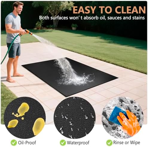 48x30 inch Under Grill Mats for Outdoor Grill, Double-Thickened Fireproof Patio Deck Protector Mat, Oil-Proof Waterproof BBQ Mat for Under Grill, Fireplace/Fire Pit Mat Grill Floor Pads - Image 5