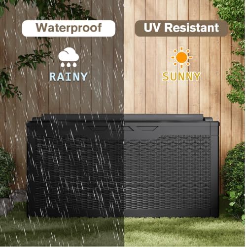 JUMMICO 100 Gallon with Cushion Deck Box, Waterproof Outdoor Storage Box - Image 7