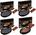 DVK Cast Iron Fajita Plate Set Pre-Seasoned Fajita Skillet with Wooden Base Anti Scald Mitt Sizzling Plate for Grill Stove Oven Home BBQ Restaurant Catering by Dvk