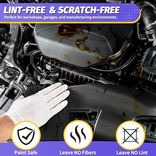 Microfiber Cleaning Cloth, 150 Pack Black Cleaning Rags Microfiber Towel Bulk Absorbent Lint-Free Wash Cloths, All-Purpose Towels for Cars, Shop, Automotive, Garage, Home & Kitchen - Image 5