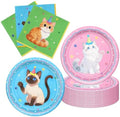 40pcs Cute Cat Birthday Party Supplies Colour Cat Plates and Napkins for Girl Kitten Baby Shower Pet Lover Gifts Decorations,Suitable for 20 Guests by UkralMagic