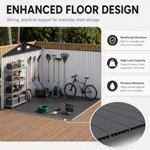 Aoxun 10x8 FT Shed Outdoor Storage Shed with Floor Brown - Image 3