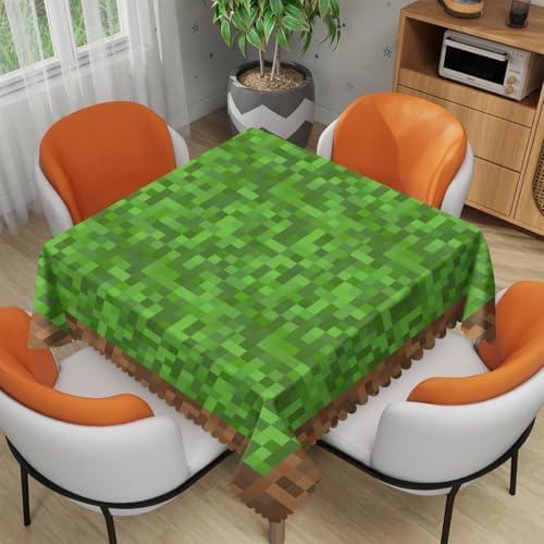 Green Brown Pixel Block Tablecloth 54x54 Inch Square Decorative Table Cover for Kitchen Dining Party Picnic Outdoor by Unknown