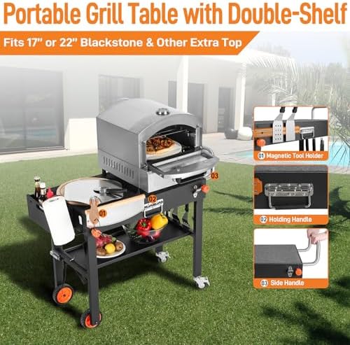 with Protective Cover, Heavy Duty Folding Grill Cart with Wheels - Image 3