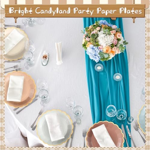96 Pcs Morandi Color Paper Plates 9 Inch Pastel Scalloped Disposable Colored Boho Dinner Dessert Paper Plates for Birthday Wedding Bridal Party Supplies, 6 Colors - Image 6