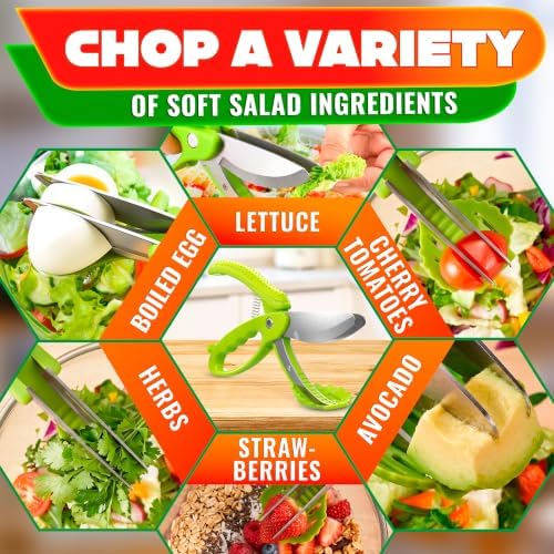 Salad Scissors for Chopped Salad, 8.9" Stainless Steel, In-Bowl - Image 5