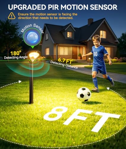 ELECLINK Solar Pathway Lights Outdoor with Motion Sensor, 6 Pack Security Solar Garden Lights, 400LM Bright LEDs, Larger Glass Panel, 3 Modes Waterproof Path Lights for Yard Patio Walkway Driveway - Image 4