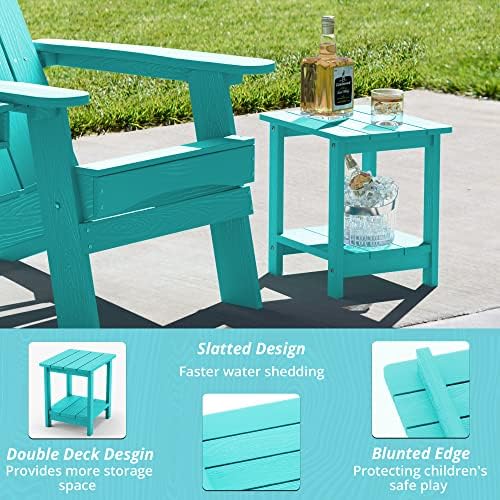 LUE BONA Adirondack Outdoor Side Table, 2-Tier Aruba Blue HDPS Patio End Table Weather Resistant, Outdoor Morden Side Table for Patio, Pool, Porch - Image 6