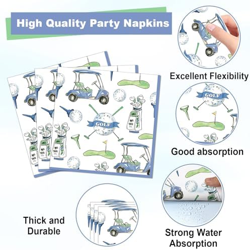 96PCS Golf Party Plates and Napkins Golf Birthday Party Supplies for Baby Shower Sports Theme Disposable Dessert Paper Plates Watercolor Blue Party Game Day Sports Fans Events Decorations - Image 4
