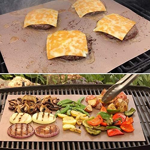 Copper Grill Mats for Outdoor Grill（Set of 6), Nonstick & Easy to Clean BBQ Grilling Sheets, Reusable & Heavy Duty Mats Works on Outdoor Gas, Electric, Charcoal Grill - Image 2