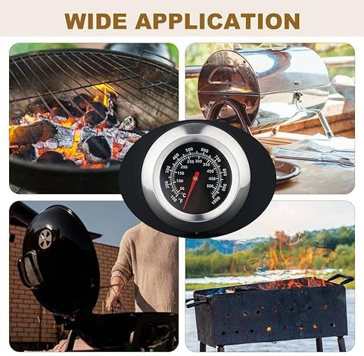 2PCS 3" Face 1000F Charcoal BBQ Thermometer,2PCS Barbecue Temperature Gauge - Image 2