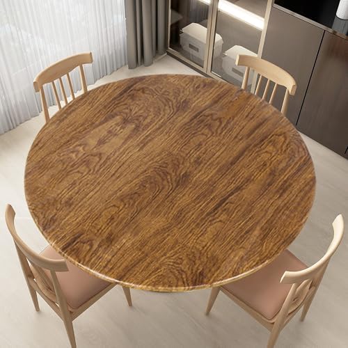 LUSHVIDA Round Tablecloth, Fitted Table Cloth for 45"-56" Tables, Pine by LUSHVIDA