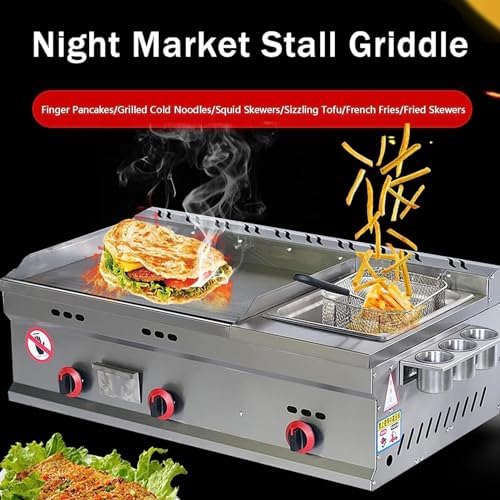 Kitchen LPG Gas Grill for Outdoor Catering Commercial Gas Griddle, Countertop Flat Top Griddle Stainless Steel Grill, Teppanyaki Fry Pan with Adjustable Temperature - Image 5