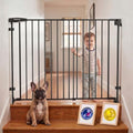Mumeasy 36" Tall Baby Gate for Stairs, 29.5-43.3" Expandable Hardware Mounted (Drill Needed), Removable No Bottom Bar Dog Gate, Auto Close Wide Walk Thru Safety Gate for Doorways, Pets& Toddlers,Black by Mumeasy-FocusonBabyPetSafetyGate