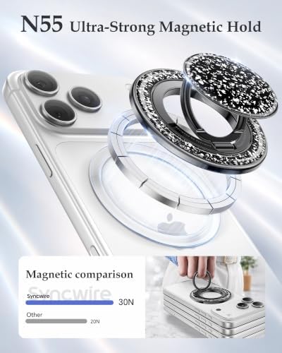 SYNCWIRE Magnetic Phone Ring Holder, for MagSafe Phone Grip Stand Kickstand - Image 2