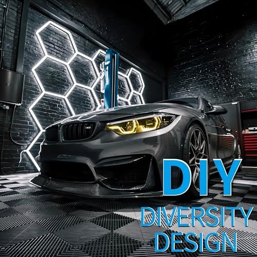 61Lights LED Hexagon Garage Lights,15-Hex Honeycomb Lights 68800Lumens Hexagon DIY Super Bright Car Detailing Ceiling 688W LED Shop Light for Warehouse Workshop Gym Basement - Image 2
