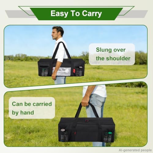 24" BBQ Tool Storage Bag with Pockets, Grill Tool Organizer- Heavy-Duty Storage Bag Waterproof 600D Oxford, Folding Design Gift for Camping, Tailgates, Outdoor BBQ Parties (24" Lx8 Wx8 H) - Image 6