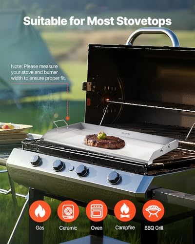 VEVOR Stainless Steel Griddle, 36x22 inch Universal Flat Top Rectangular Plate, Gas Grill Griddle for BBQ Grill, Teppanyaki, Portable Family Cookware with Handle, for Camping Tailgating Party - Image 6