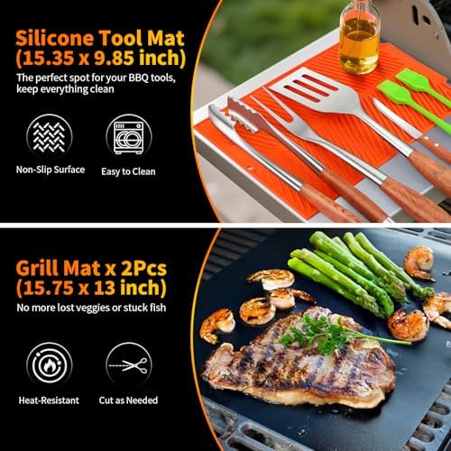 RIKOJUXI Heavy Duty Stainless Steel BBQ Accessories Tools Set Grill Gift - Image 6