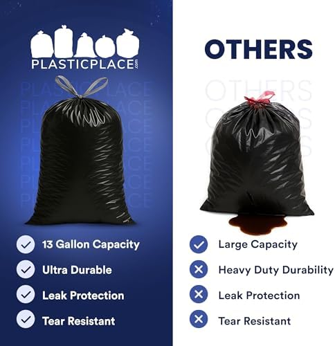 Plasticplace 32-33 Gallon Trash Bags │ 1.2 Mil │ Drawstring Garbage Can Liners │ 33” x 39”, Black, 100 Count - Image 4