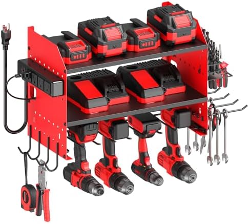 CCCEI Modular Power Tool Organizer Wall Mount with Charging, Red, 1 Pack by CCCEI