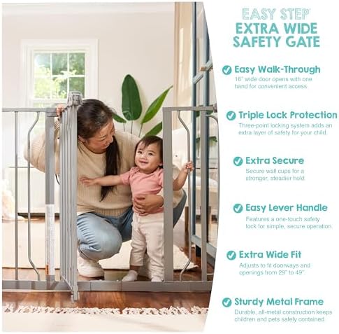 Regalo Safety 29"-49" Extra Wide Baby Gate, Bottom of Stairs & Doorways - Image 4
