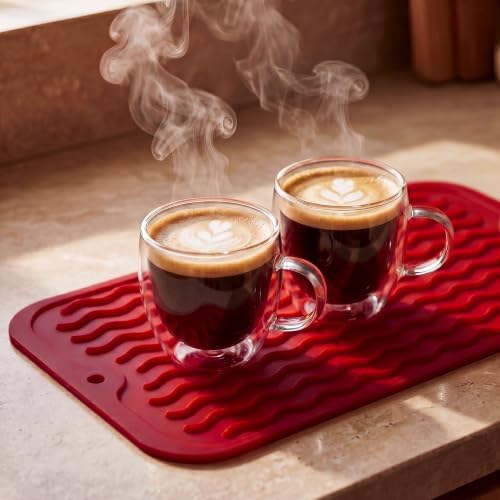 MicoYang Silicone Dish Drying Mat for Multiple Usage,Easy clean,Eco-friendly,Heat-resistant Silicone Mat for Kitchen Counter or Sink,Refrigerator or Drawer Liner Red S 12 inches x 6 inches - Image 6