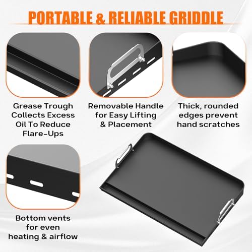 16" x 13" Portable Steel Nonstick Grill Griddle for Gas & Charcoal Grills - Image 6